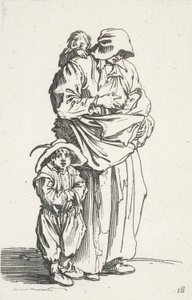 The Beggars (La mere et ses trois enfants) の母親と 3 人の子供 作： Jacques Callot