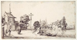 川沿いの道（紙にペン、茶インク 作： Jacques Callot