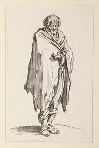 The Beggars より、靴を脱いだ足を持つ裸の乞食 作： Jacques Callot