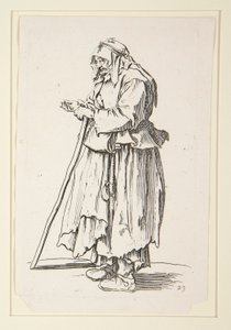 The Beggars より、施しを受ける物乞いの女性 作： Jacques Callot