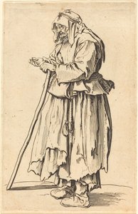チャリティーを受け取る物乞いの女性 作： Jacques Callot