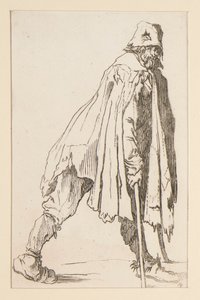 The Beggarsの帽子をかぶった乞食、松葉杖。 作： Jacques Callot