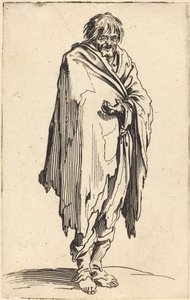 頭と足をむき出しの物乞い 作： Jacques Callot