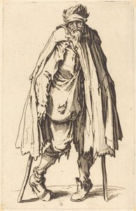 松葉杖と袋を持った乞食 作： Jacques Callot