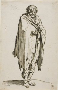 Beggar without Hat or Shoes, プレート 12 from The Beggars 作： Jacques Callot