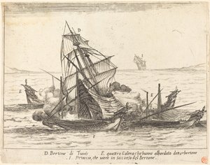 ベルトーネ号の乗船、1617 年。 作： Jacques Callot