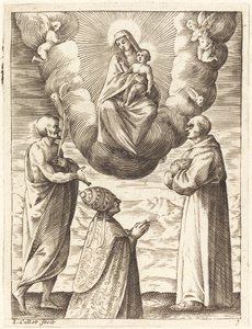 ボニファティウス 8 世、聖フランシスコとクリスピンが聖母子を礼拝 作： Jacques Callot