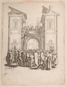 人々に差し出されたキリスト、いいえ。 11 件中 9 件 La Petite Passion から 作： Jacques Callot
