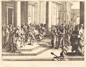 キリストと姦通に連れて行かれた女、1635年。 作： Jacques Callot