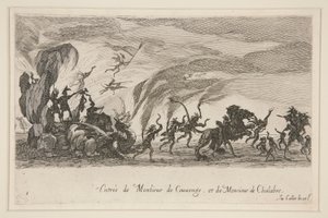 喧嘩？ Barri?re、ムッシュ・ド・クーボンジュとムッシュ・ド・シャラブルの入り口 作： Jacques Callot