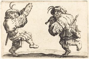 フルートとタンバリンを持つダンサー、c。 1622年。 作： Jacques Callot