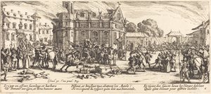 修道院の破壊、c。 1633年。 作： Jacques Callot