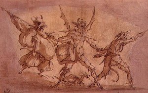 悪魔の三銃士（紙にペンとインク 作： Jacques Callot