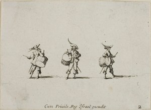 Drill with Drums、The Military Exercises のプレート 2 作： Jacques Callot