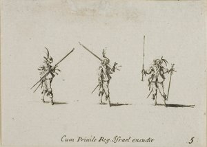 ティルテッド・パイクスでの訓練、「軍事演習」のプレート 5 作： Jacques Callot
