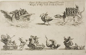 The Combat at the Barrier から、アンリ・ド・ロレーヌ侯爵、マルキ・ド・モワ、ピランドルの名前で登場 作： Jacques Callot
