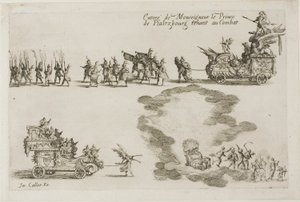 『結界での戦闘』よりファルスブール公モンセニョール、戦闘における防御者の入場 作： Jacques Callot
