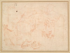 図の研究 (直腸); ステージセット（裏面） 作： Jacques Callot