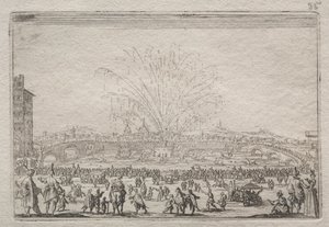 アルノ川の花火 作： Jacques Callot