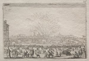 アルノの花火、c。 1622。 作： Jacques Callot