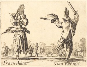 Fracischina と Gian Farina、c。 1622年。 作： Jacques Callot
