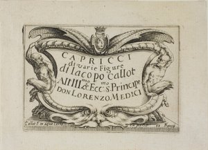 様々な人物のカプリース（カプリース集）より、扉絵 - ナンシー・セット 作： Jacques Callot