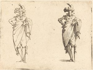 手を腰に当てて正面から見た紳士 作： Jacques Callot