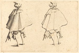 後ろから見た大きなマントルの紳士 作： Jacques Callot