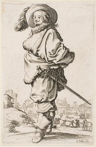 シリーズ「ロレーヌの貴族」より、毛皮で縁取られたマントの紳士 作： Jacques Callot