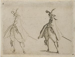 正面から見た大きなケープの紳士（『気まぐれ』より 作： Jacques Callot