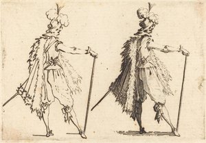 杖を持った紳士、c。 1617年。 作： Jacques Callot