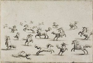 自由を駆ける馬たち（『気まぐれ』より 作： Jacques Callot