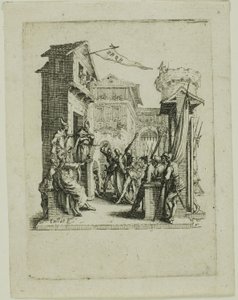 『小さな受難』より カヤファの前のイエス 作： Jacques Callot