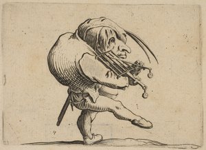 LHomme Raclant un Gril en Guise de Violon男が暴力のガイスでグリルをこする...、1616-22。 作： Jacques Callot