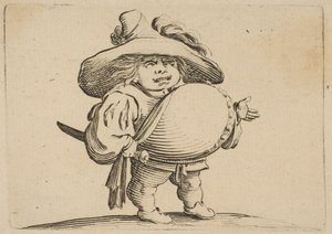 LHomme au Gros Bellyのボタンの列で飾られた大きなお腹の装飾が施されたボタンの男...、1616-22。