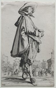 ラ・ノブレス: 手を組んで横顔で立つ紳士 作： Jacques Callot