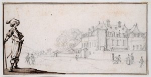 La Romaine, the property of Claude Deruet (紙に黒チョークとインク)