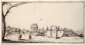 La Vieille et la Neuve Malgrange（紙にペンと茶色のインク 作： Jacques Callot