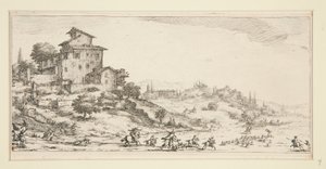 La chasse au cerf (荘園近くの鹿狩り)、『ジョヴァンニ・デ・メディチの風景』より 作： Jacques Callot