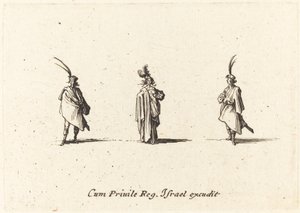 長いマントの女性と二人の紳士 作： Jacques Callot