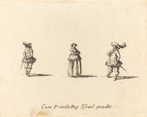 腕組みの淑女と二人の紳士 作： Jacques Callot