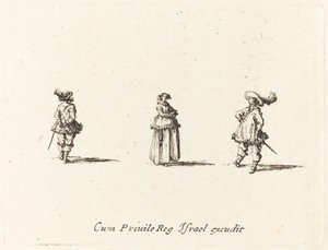 腕組みの淑女と二人の紳士 作： Jacques Callot