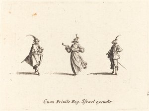 弦楽器の貴婦人と二人の紳士 作： Jacques Callot