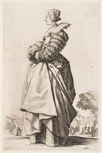 シリーズ「ロレーヌの貴族」よりマフを着た貴婦人 作： Jacques Callot