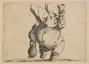 Le Beveur vu de Face正面から見た酒飲み、Varie Figure Gobbi、スーツ...、1616-22から。 作： Jacques Callot