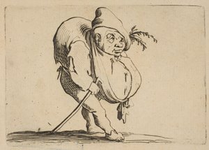 Le Bossu a La Canneヴァリーフィギュアゴビからの杖を持ったハンチバック、続き...、1616-22。 作： Jacques Callot