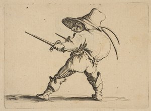 Le Dueliste aLépéeet au Poignard The Duelist with a Sword and Daggar、from Varie ...、1616-22。 作： Jacques Callot