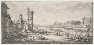 パリの2つの素晴らしい景色：ルーヴル美術館の眺め、1628-1630。 作： Jacques Callot