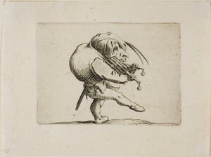 Varie Figure Gobbi より、ヴァイオリンとしてグリルを演奏する男 作： Jacques Callot