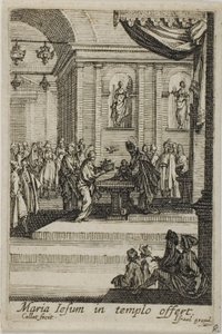 神殿でキリストを差し出すマリア（『聖母の生涯』より 作： Jacques Callot